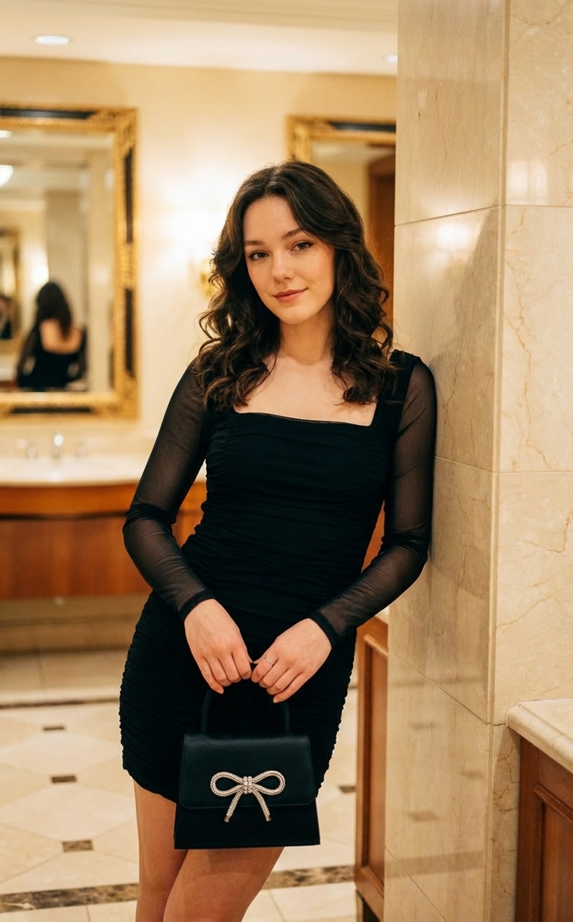 Elegance in every step dressed in black and owning the moment. AI template — example 3 of 3