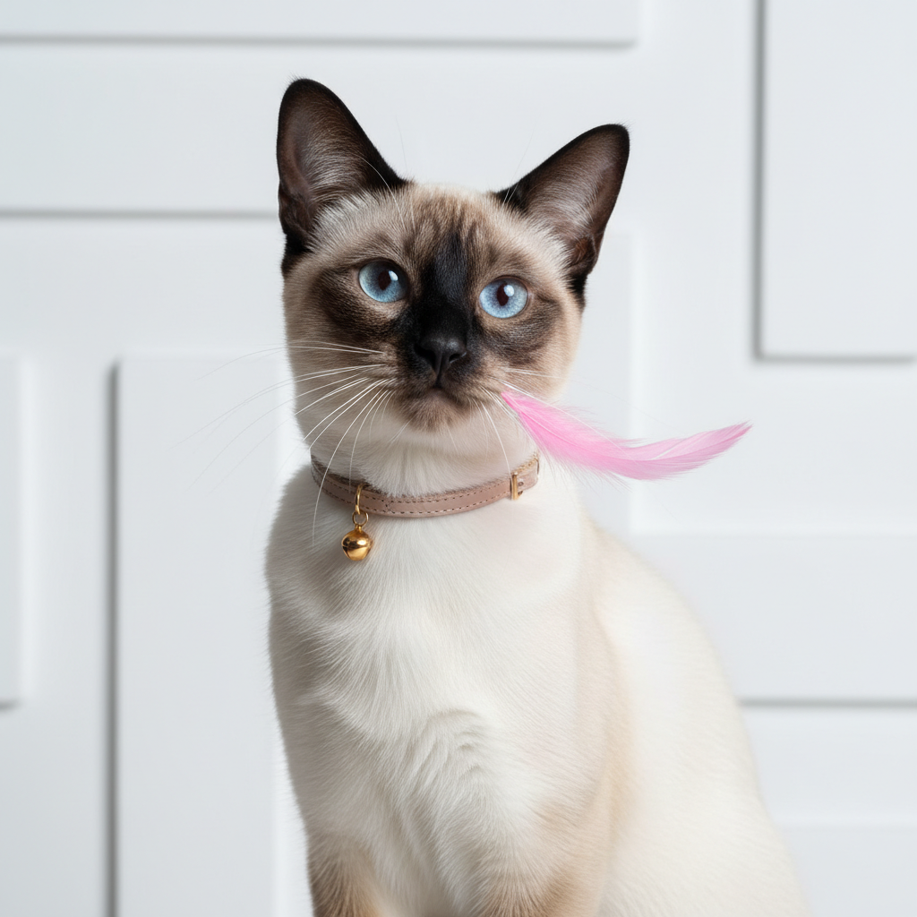 Elegant Siamese Cat Portrait AI template preview