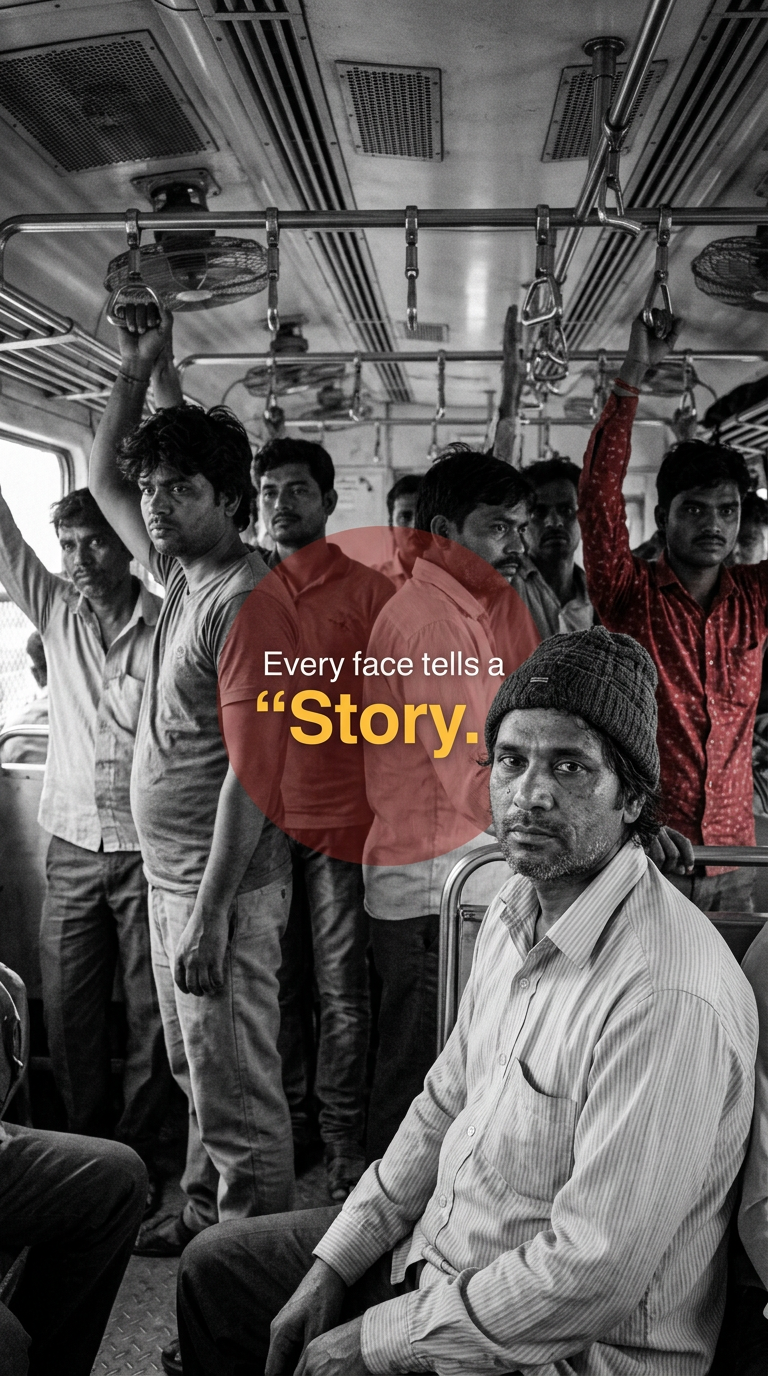 Urban Commuter Portrait Documentary AI template preview