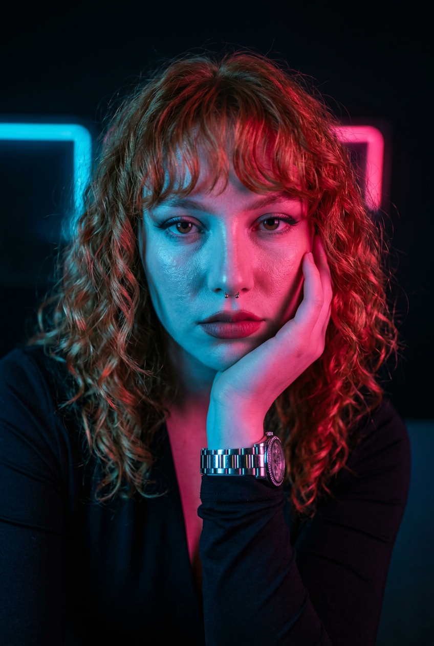 Neon Noir Dual Tone Portrait