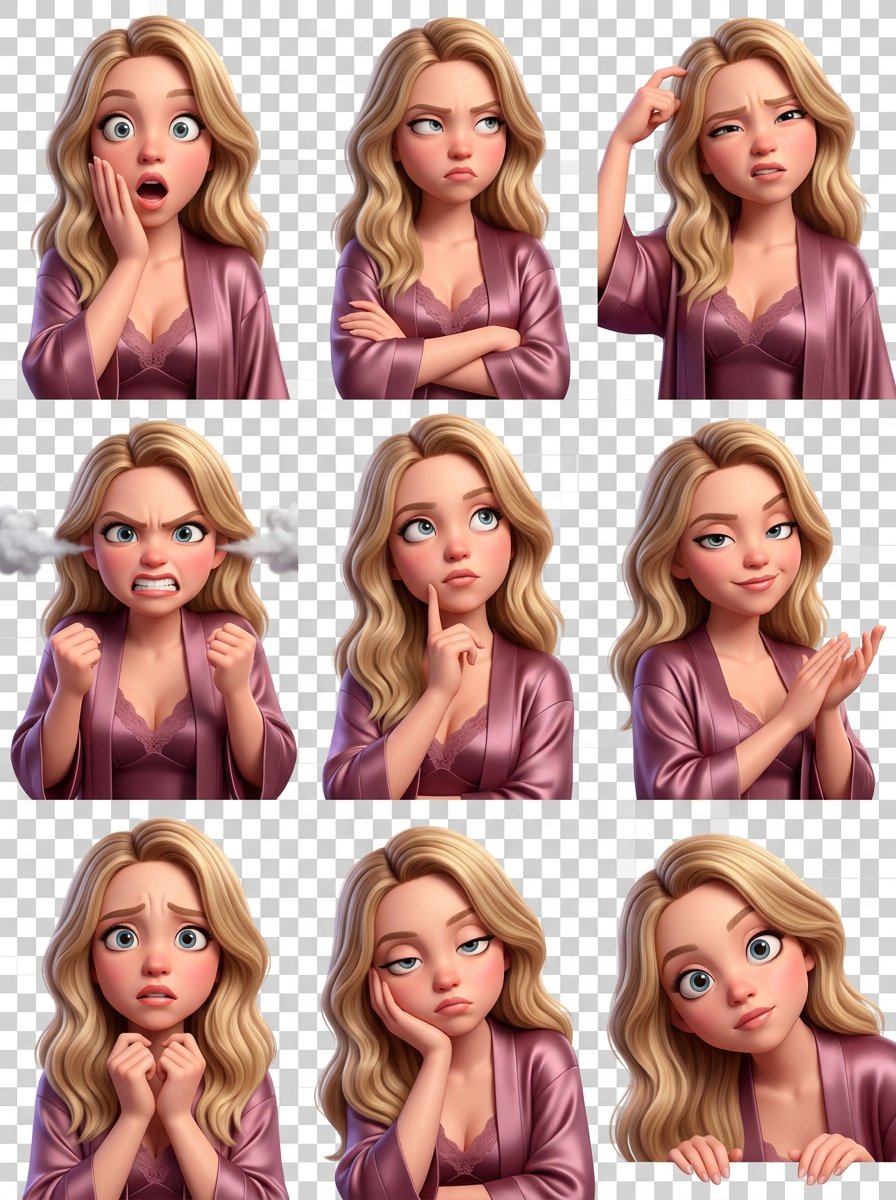 Grok Imagine prompt: Pixar-style 3D character sticker set from selfie reference image 2