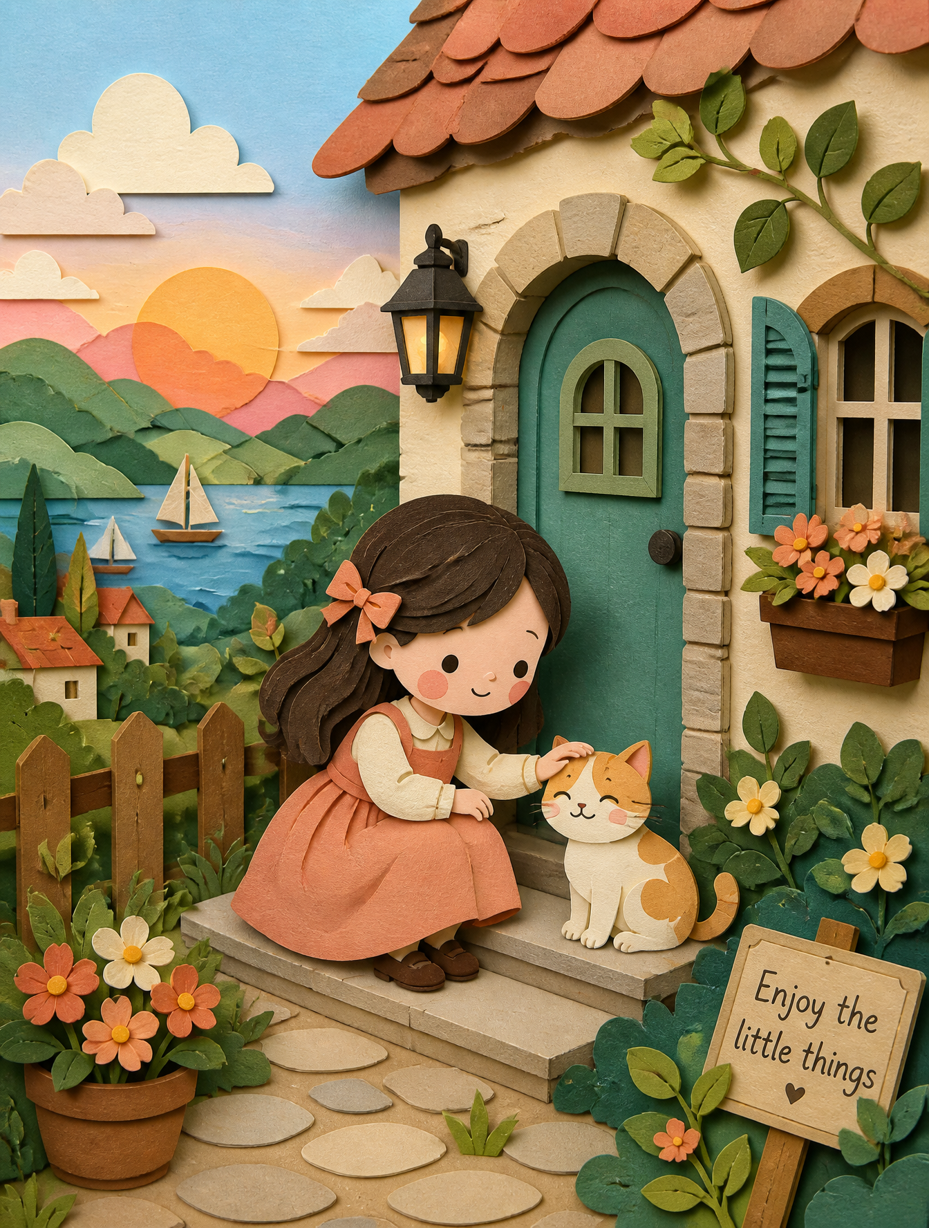 Soft Handcrafted Paper-Cut Layered Illustration