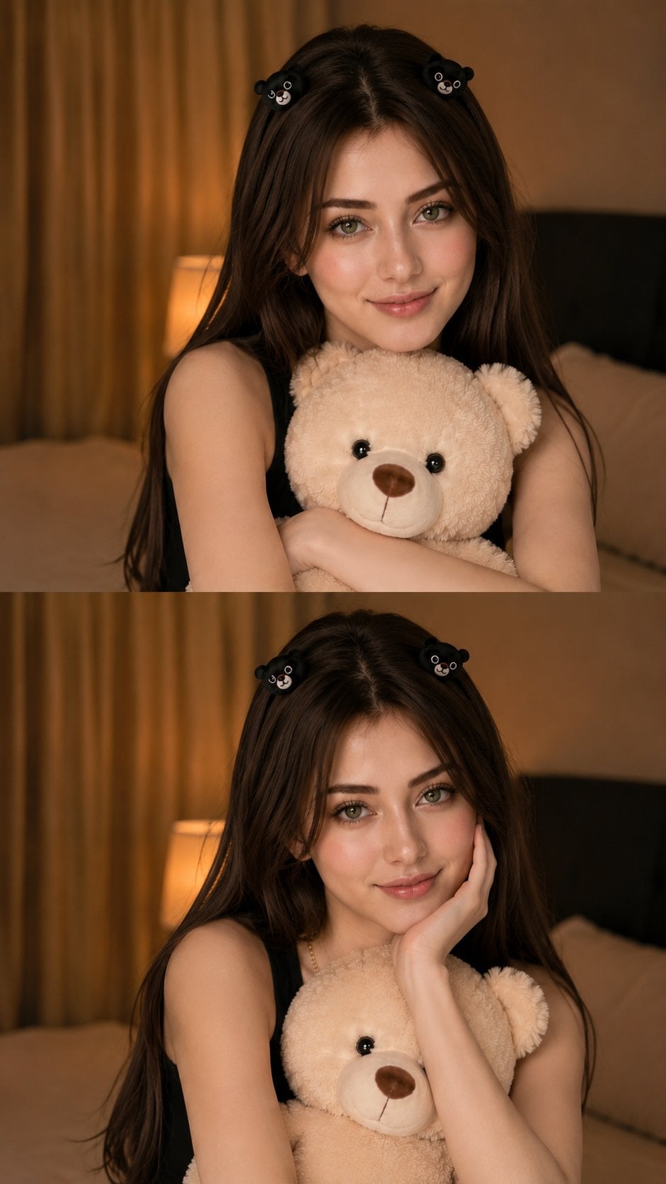 Korean Teddy Bear Bedroom Two-Panel Collage