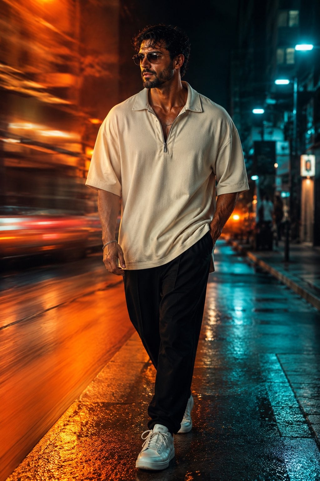 Face-Locked Cream Half-Zip Street Walk