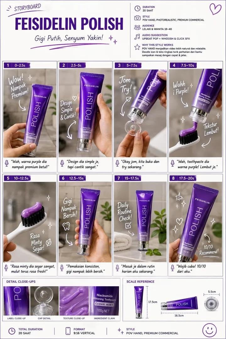 Luxury Toothpaste Commercial Storyboard