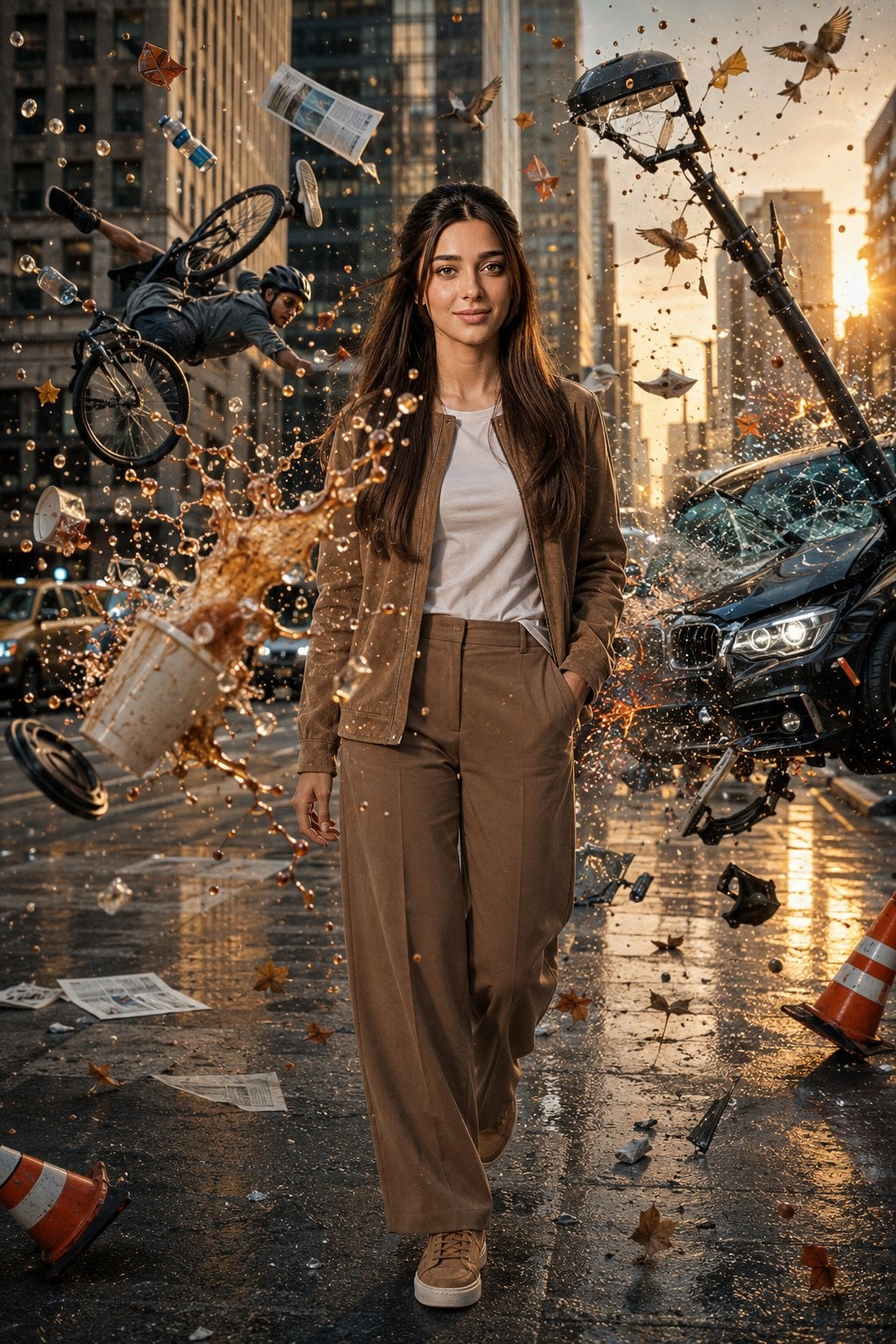 Bullet Time Frozen Street Action Portrait