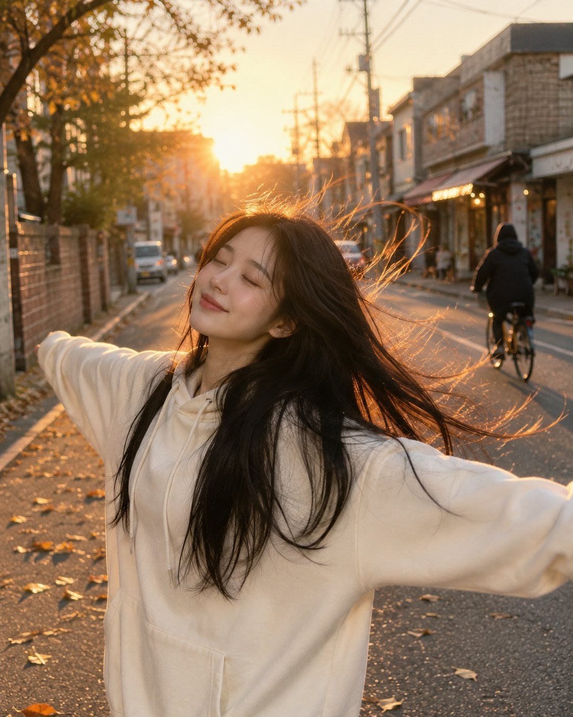 Golden Hour Street Hoodie Lifestyle Portrait