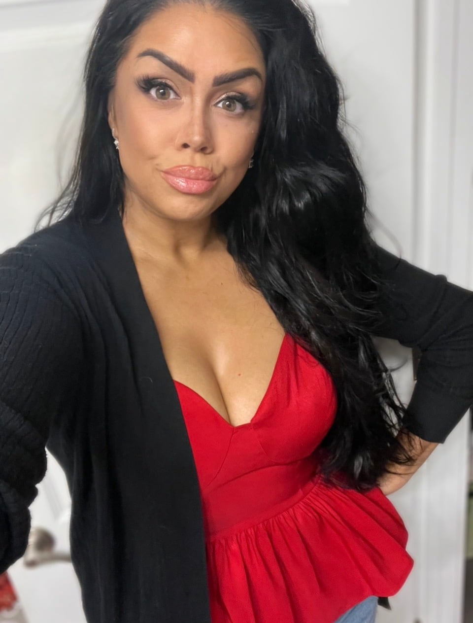 Chic Red Peplum Portrait