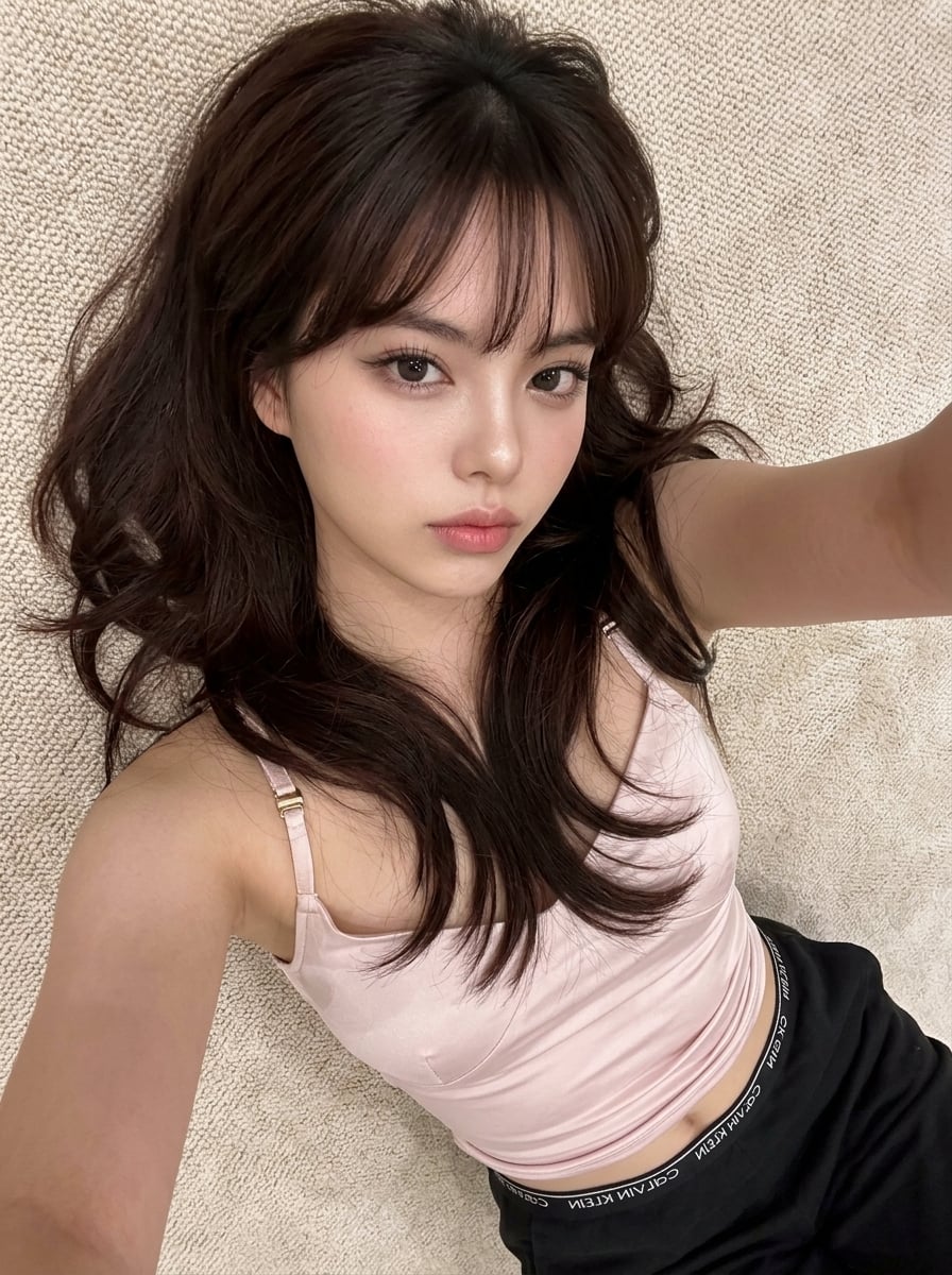 Carpet Pink Camisole Portrait — Nano Banana iPhone
