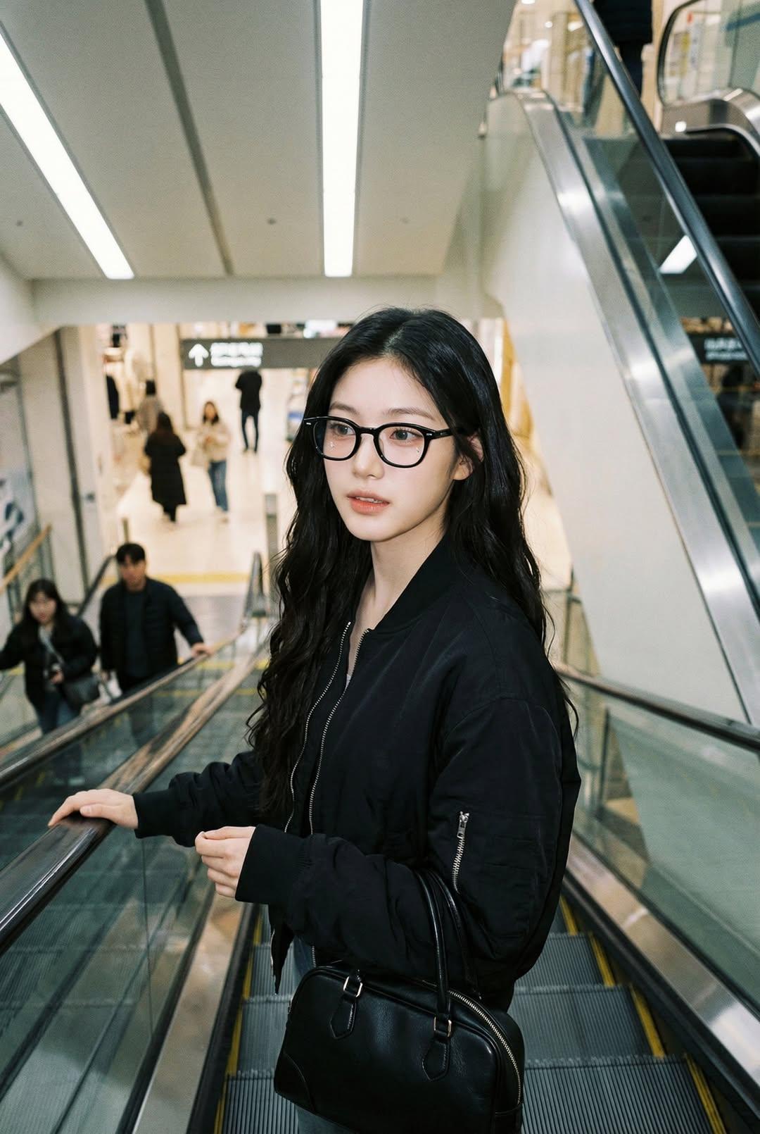 Nano Banana Pro — Escalator Candid Portrait