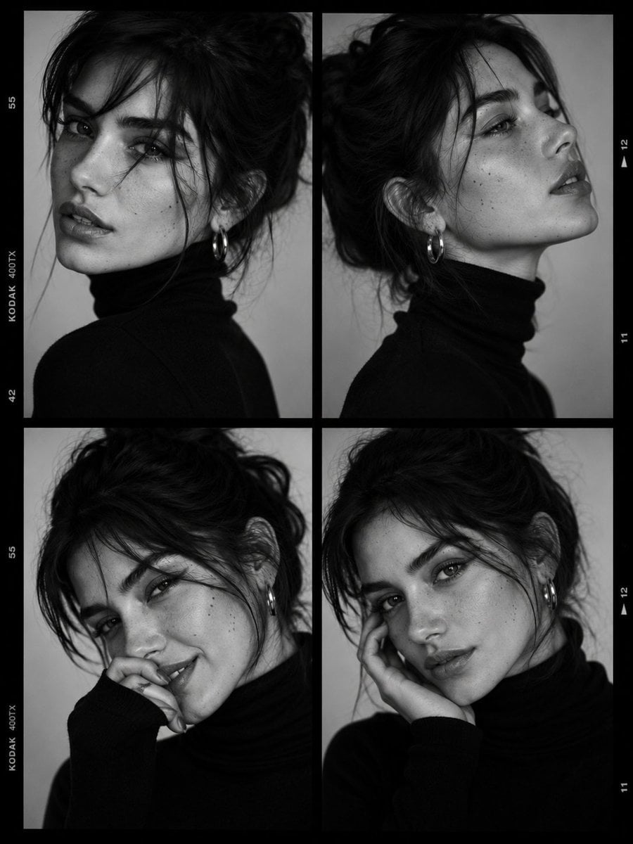 Luxury Black-and-White Fashion Contact Sheet
