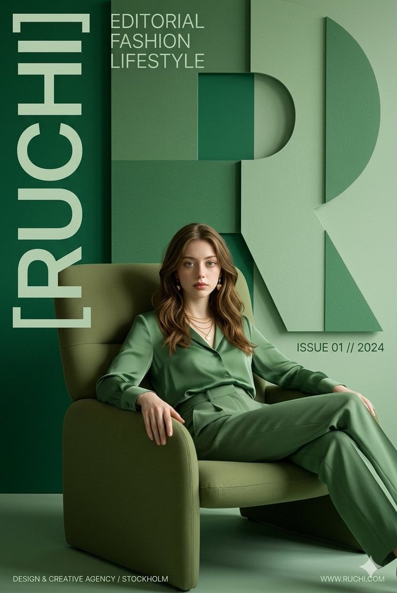 Premium Editorial Branding Poster Charcoal Green