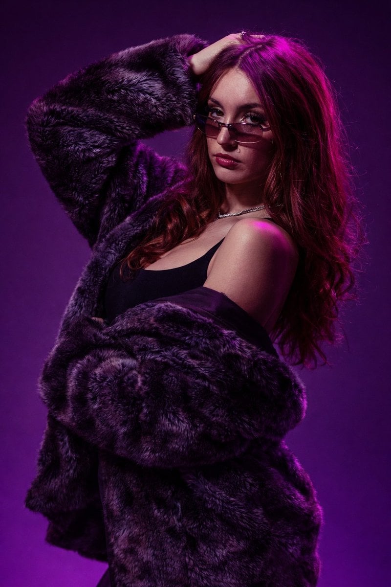 Studio Fashion Portrait Moody Purple Gradient