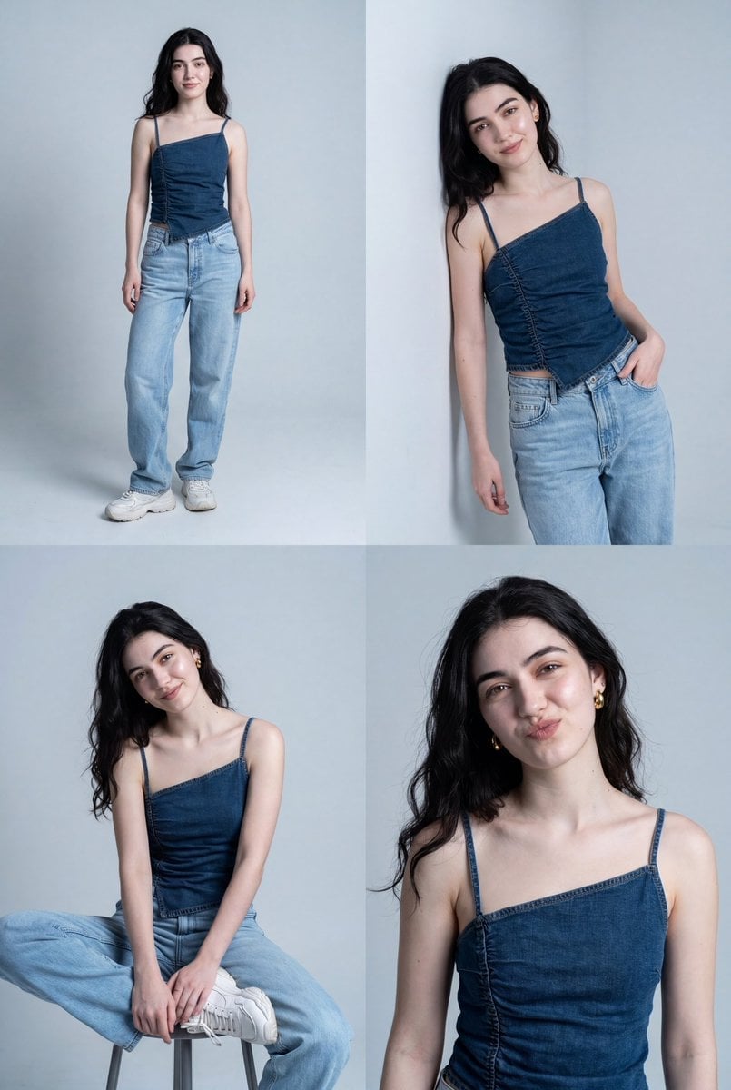 Smartphone Fashion Portrait Denim-On-Denim Grid
