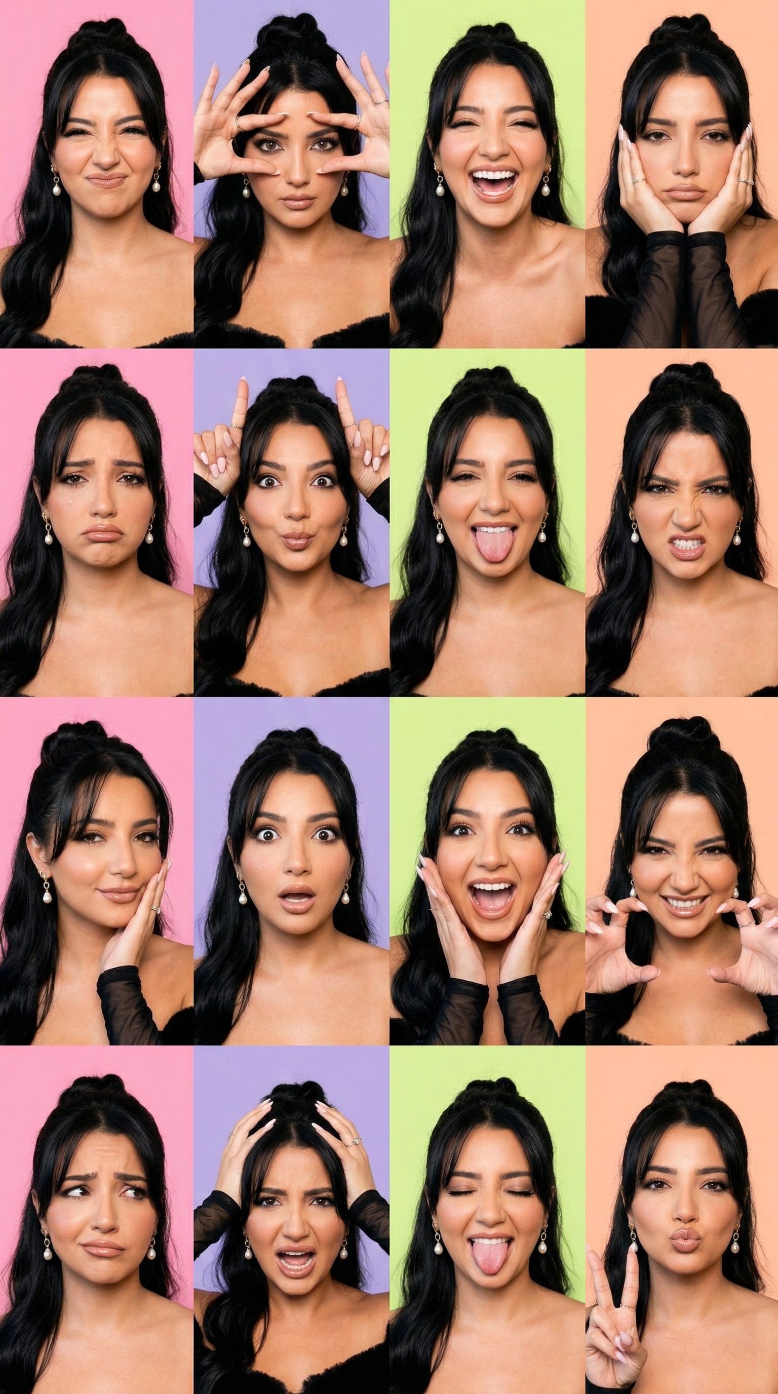 Gen Z TikTok Viral Expression Grid 4x4 — Nano Banana