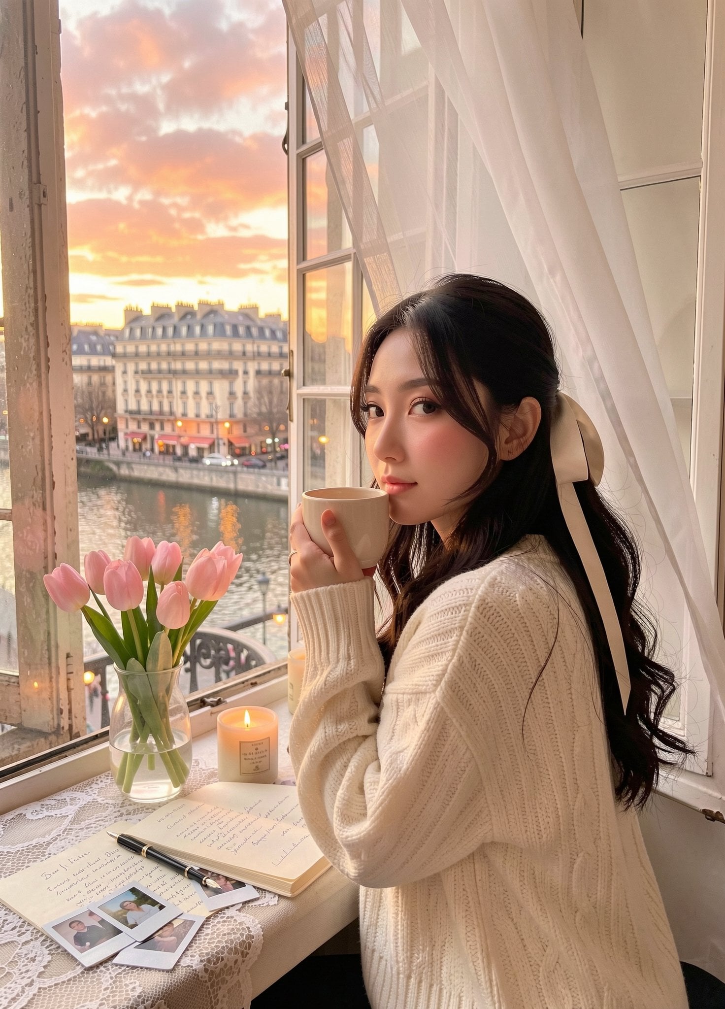 Cozy Knit Sweater Window Portrait