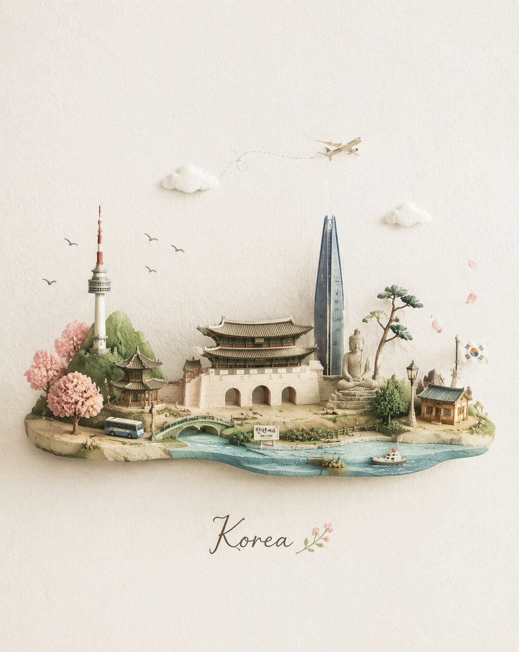 Miniature Travel Diorama Postcard