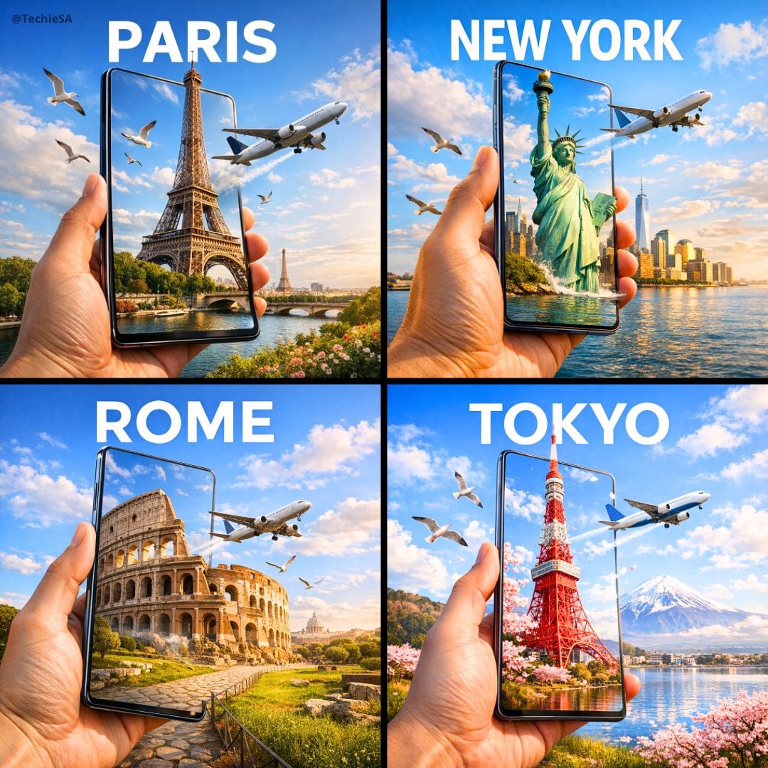 Travel Ad Phone Portal 3D Effect