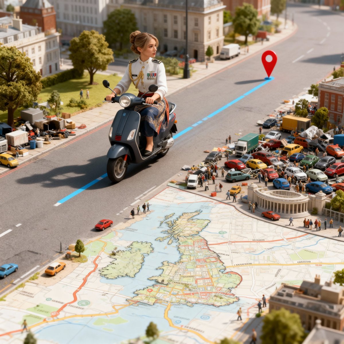 Photoreal Character on GPS Map 3D Scene