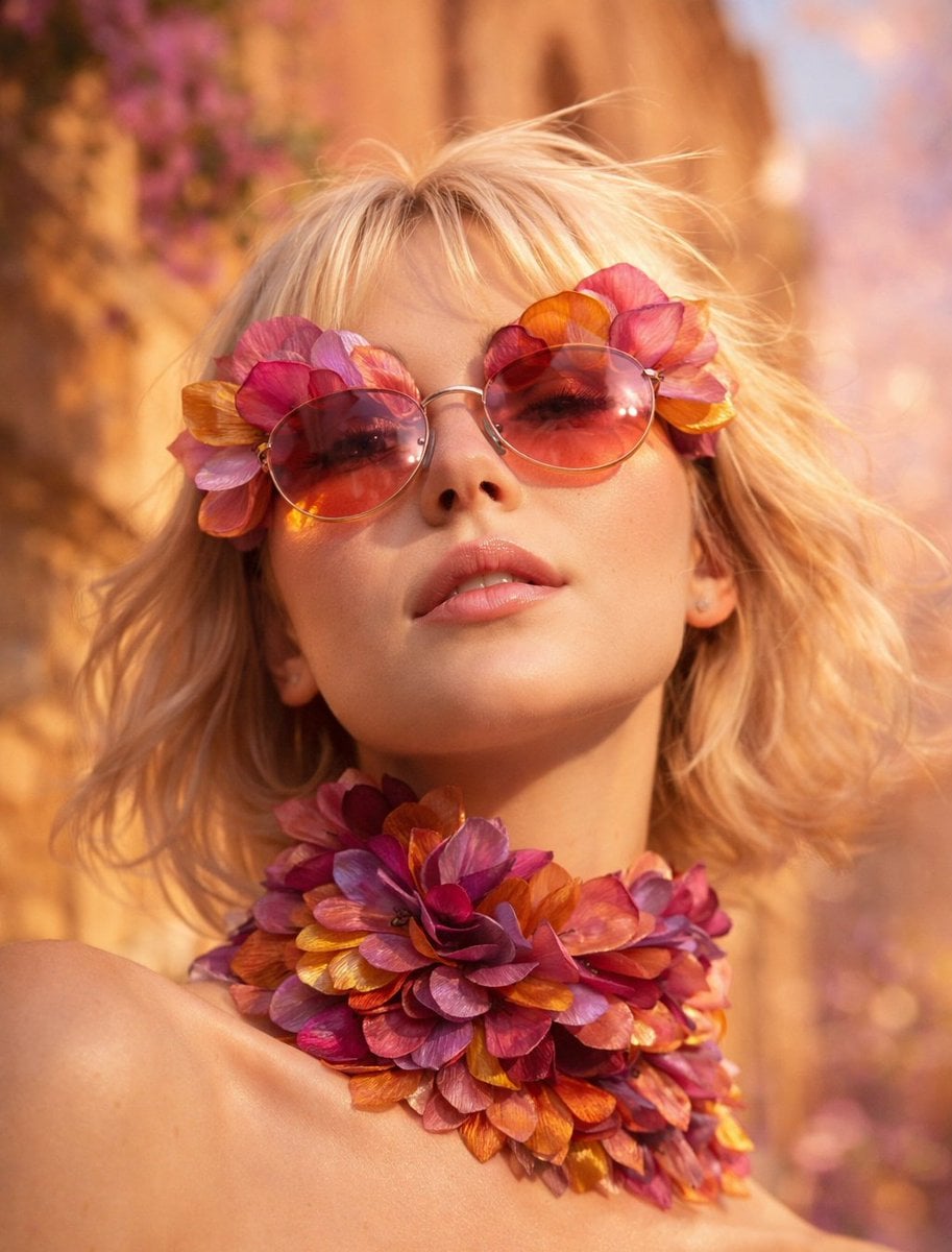 Flower Petal Sunglasses Couture Portrait