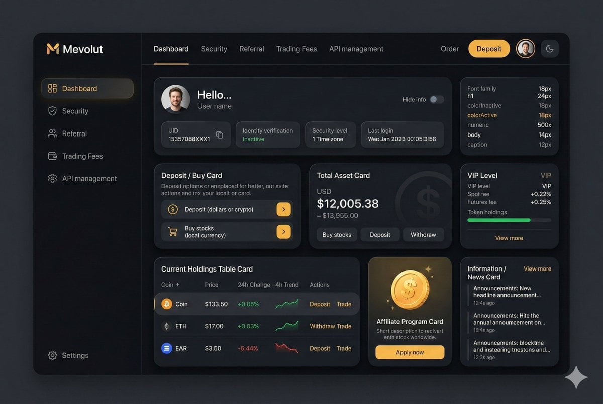 Fintech Crypto Dashboard UI Design