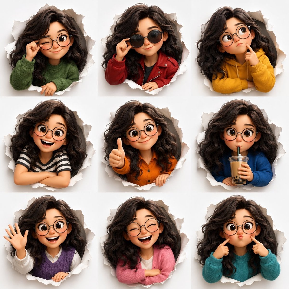 Pixar Expression Sheet Character Grid