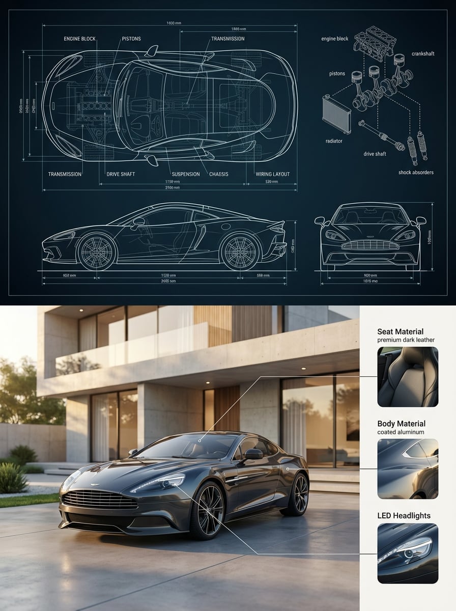 Automotive Blueprint Split Composition