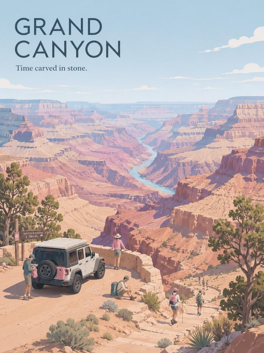 Premium Vintage Travel Poster Landscape