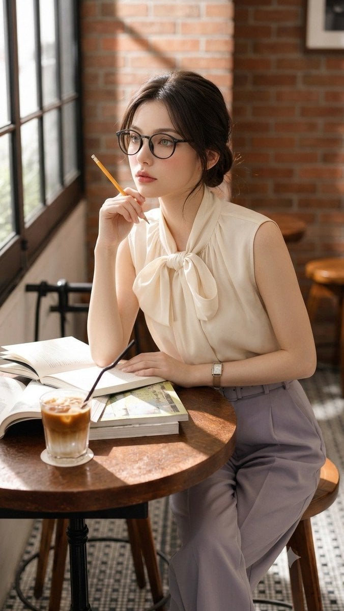 Douyin Aesthetic Café Study Portrait