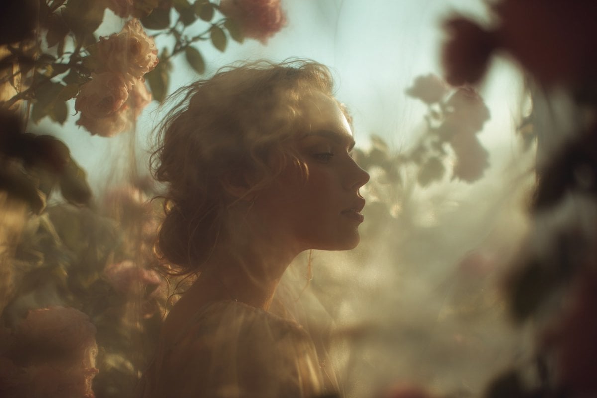 Ethereal Dream Editorial Through Fabric Portrait