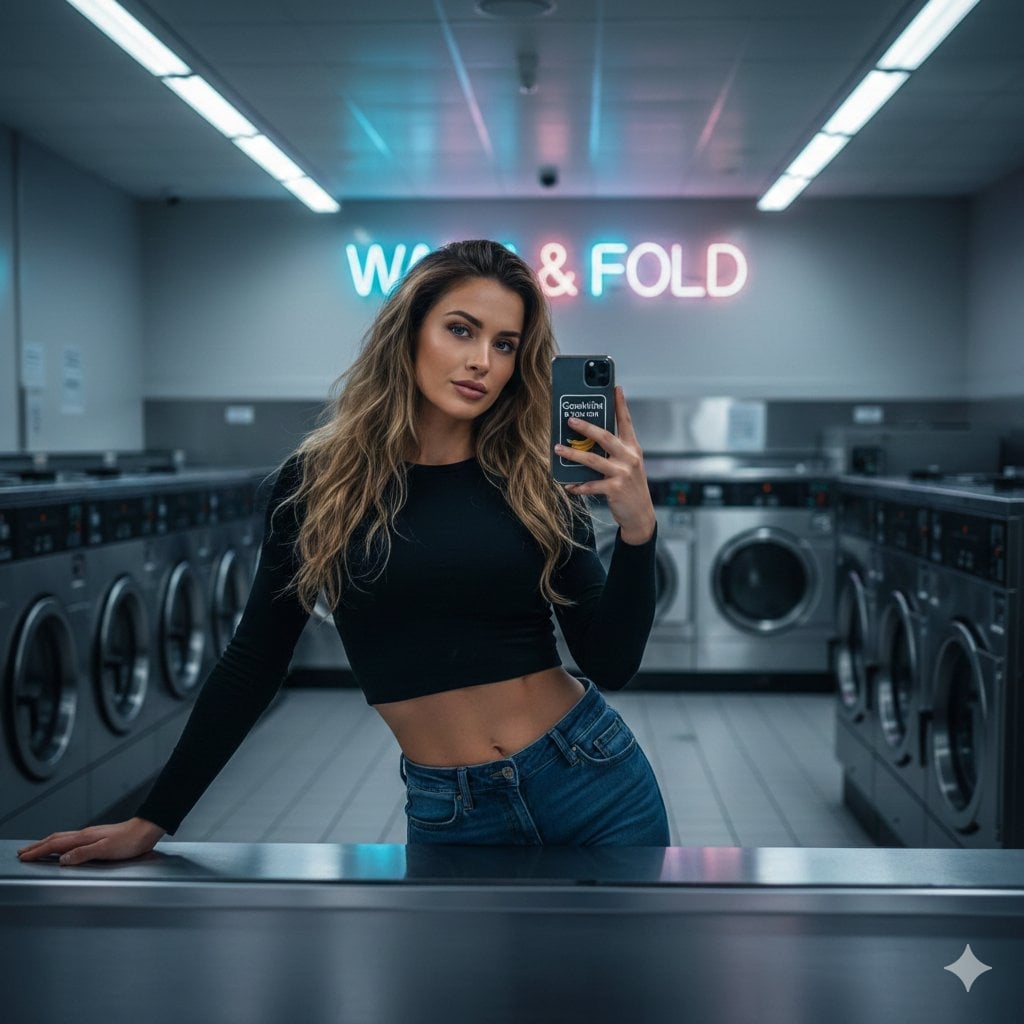 American Laundromat Mirror Selfie