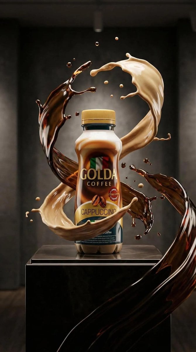 Cappuccino Bottle Splash Product Ad