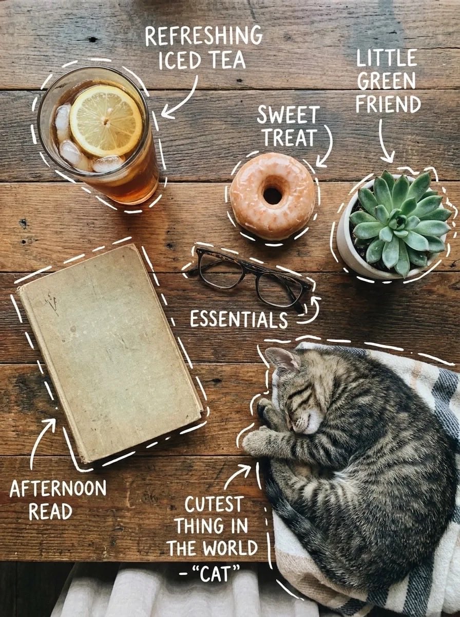 Cozy Food Flat Lay Doodle Labels