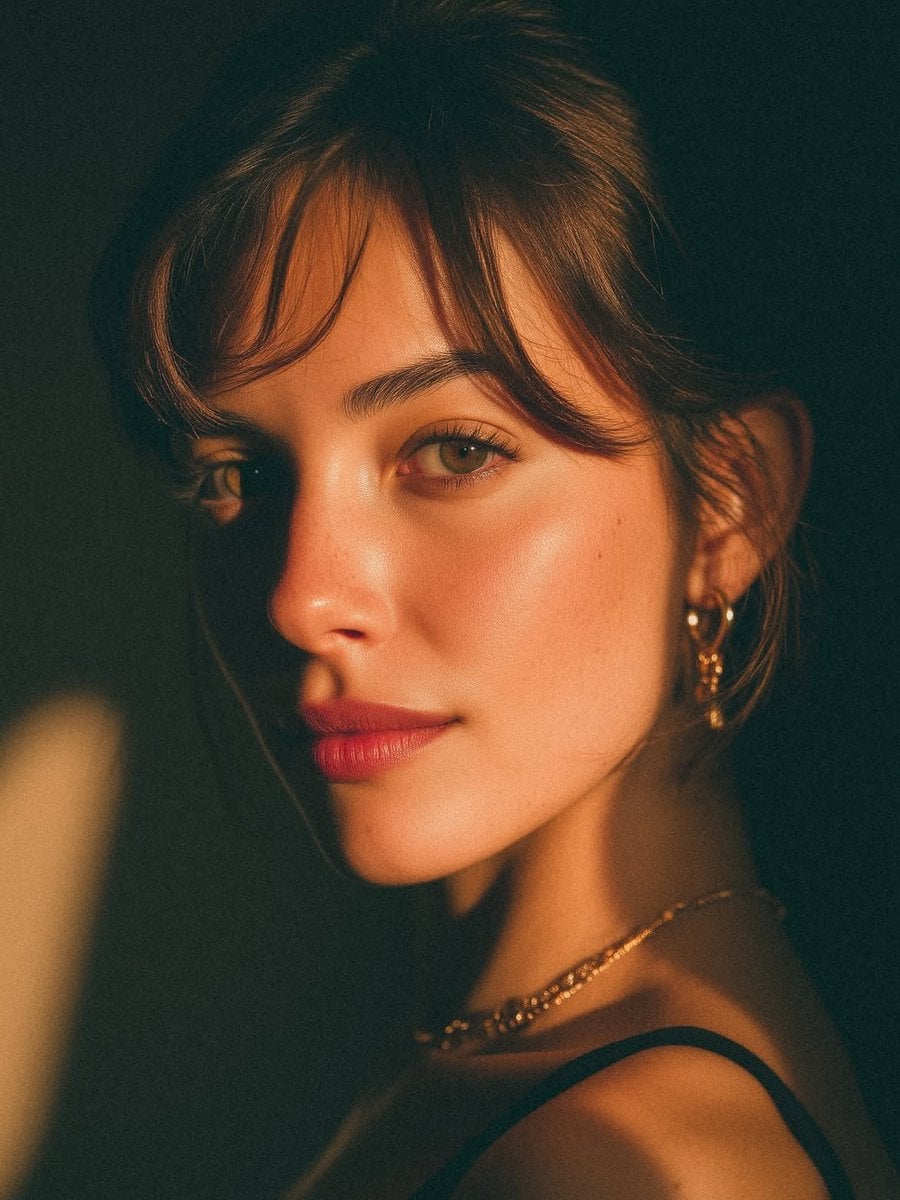 Golden Hour Look-Back Beauty Portrait