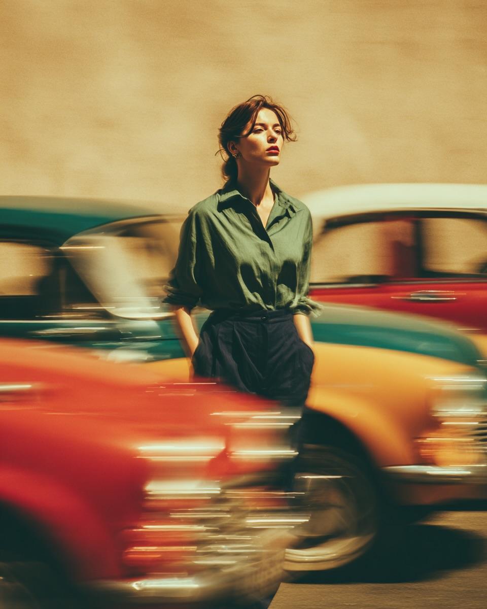 Golden Hour Street Motion Portrait