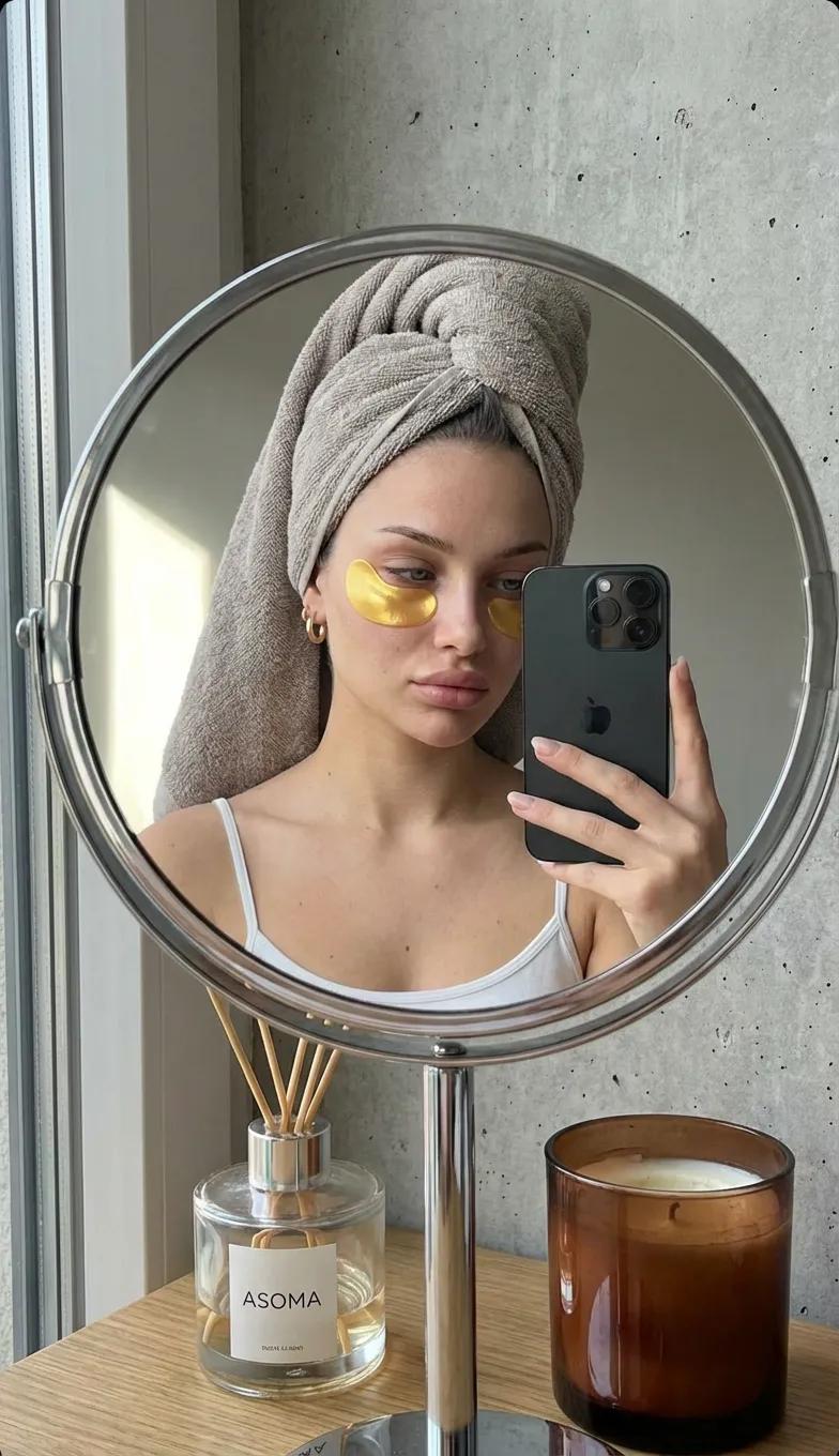 Round Tabletop Mirror Skincare Selfie