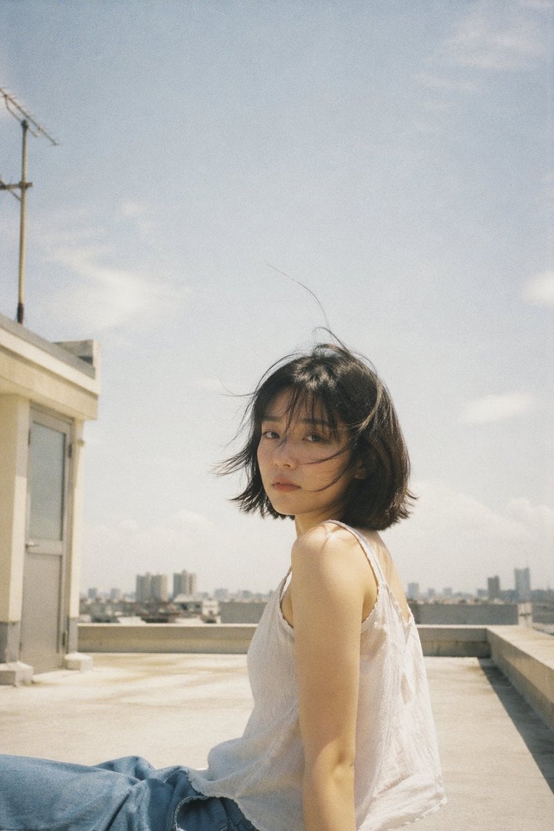 Japanese Negative Film Rooftop Summer Portrait