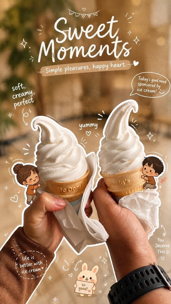 Cozy Café Ice Cream Hands Close-Up