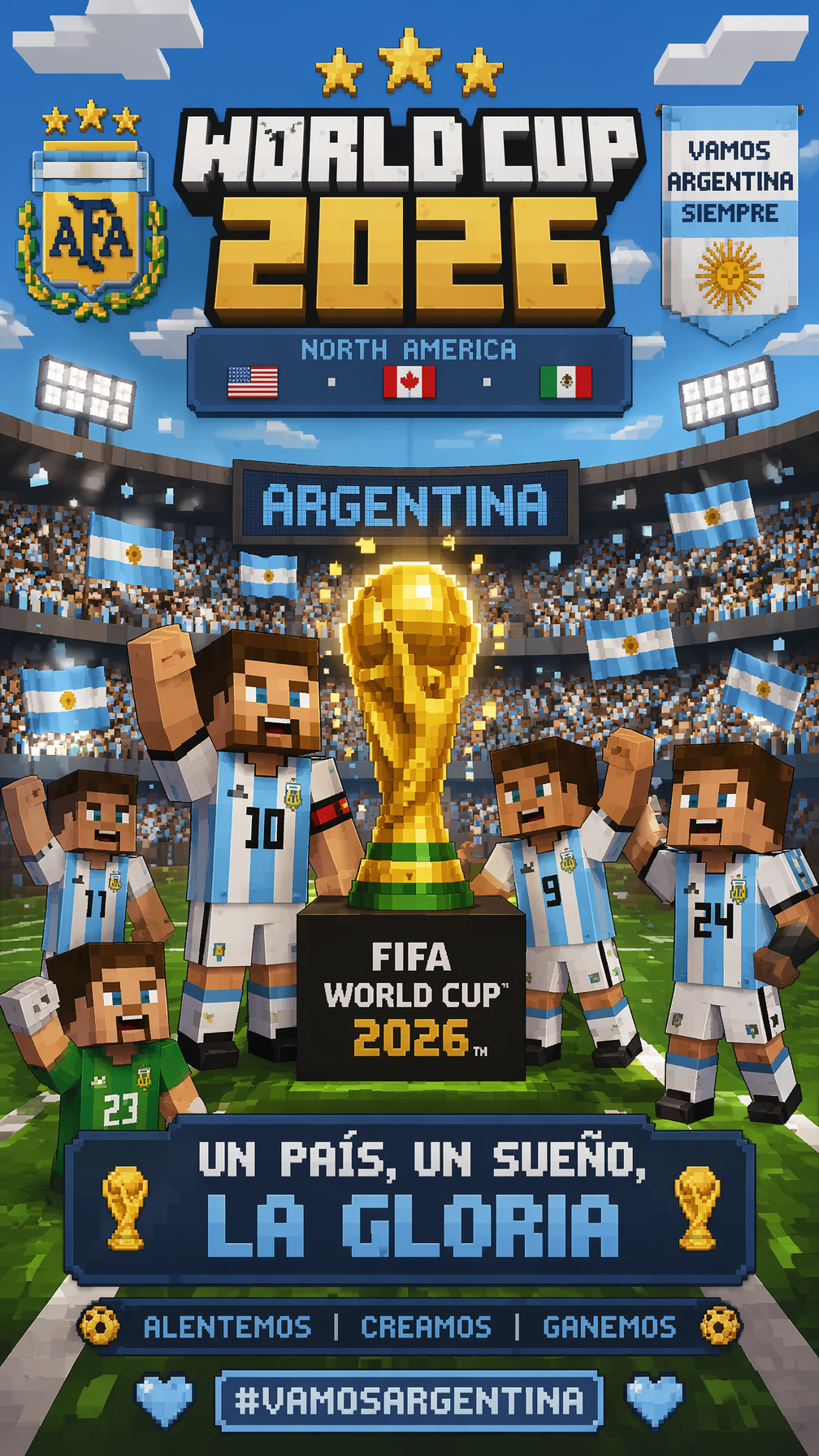 minecraft worldcup argentina voxel poster