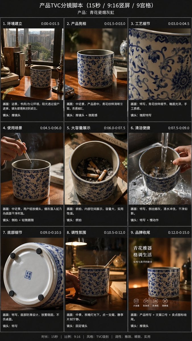 Gpt2 E Commerce Main Image 9 Panel Product Tvc Storyboard