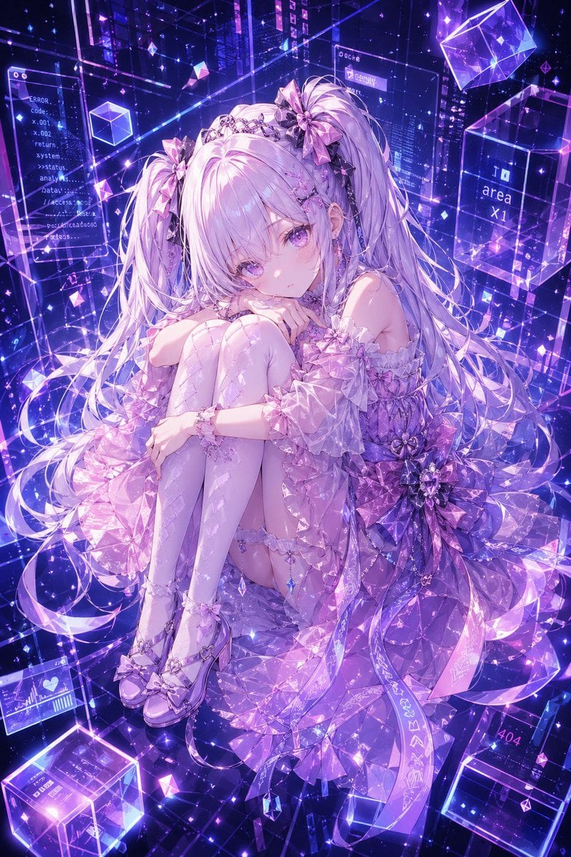 Gpt2 Profile Avatar Cyber Crystal Anime Girl Portrait