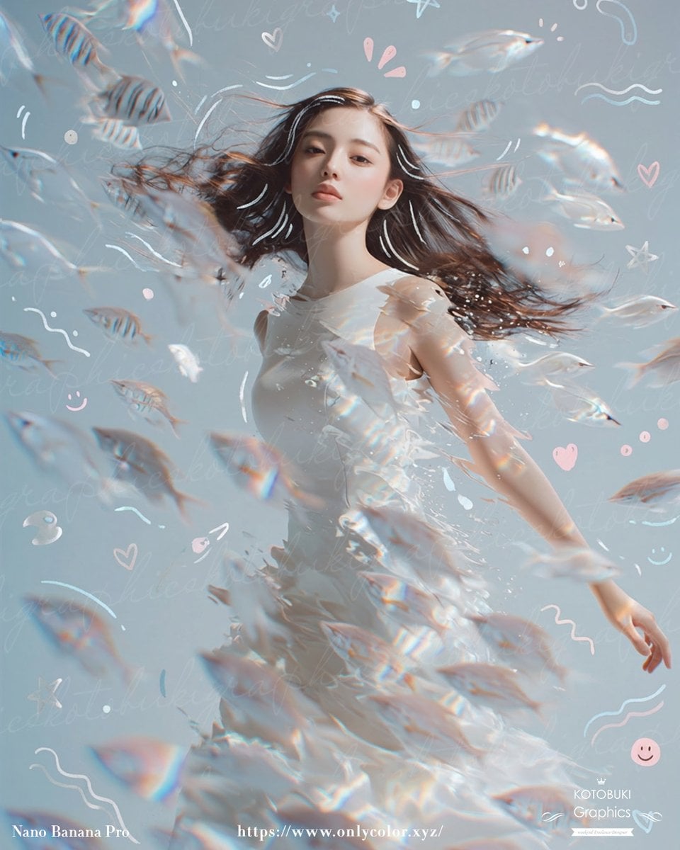 Gpt2 Profile Avatar Dreamy Underwater Woman with Translucent Fish