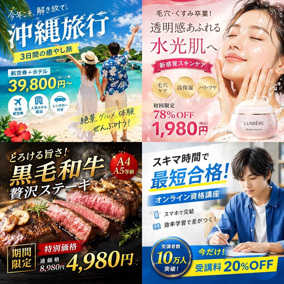 Gpt2 Social Media Post 4 Panel Japanese Digital Ad Banner Grid