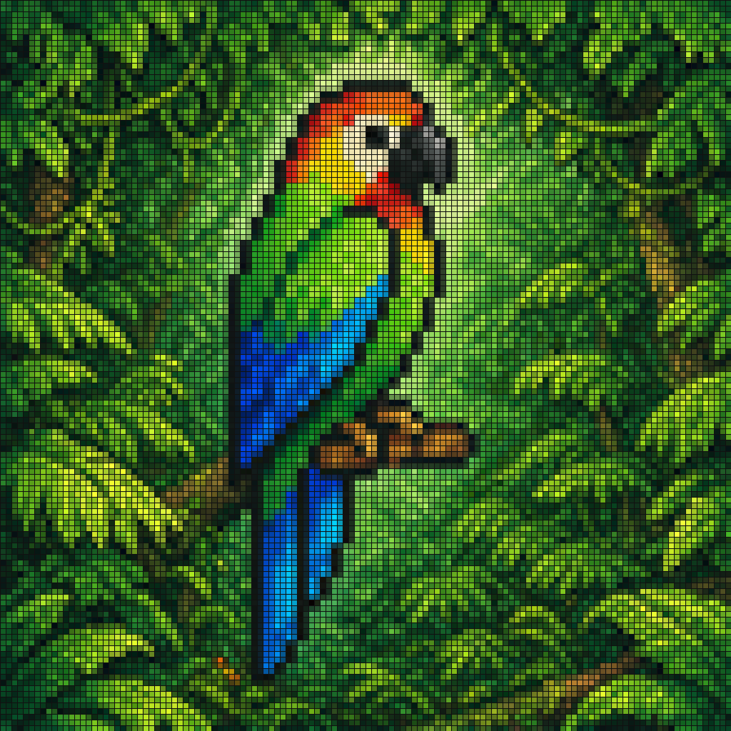 Gpt2 Social Media Post Tropical Parrot Pixel Mosaic