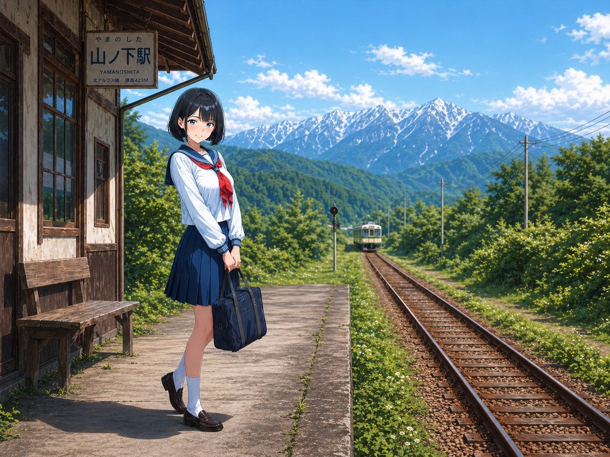 Gpt2 Social Media Post Rural Station Schoolgirl Scene