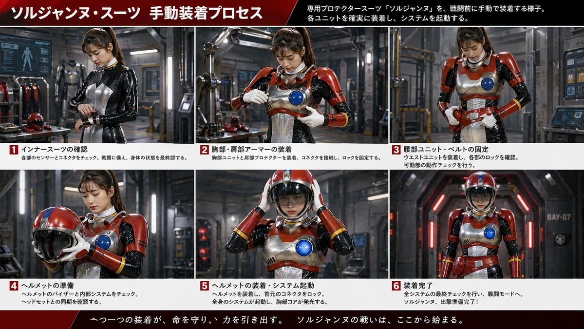 Gpt2 Infographic Edu Visual Japanese Sci Fi Suit Up Process Board