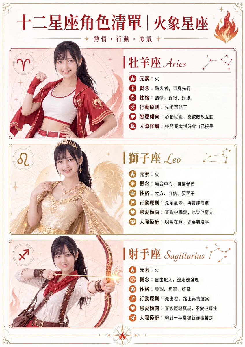 Gpt2 Infographic Edu Visual Fire Sign Zodiac Character Poster