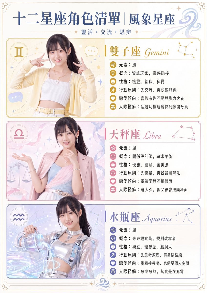 Gpt2 Infographic Edu Visual Air Sign Zodiac Character Poster