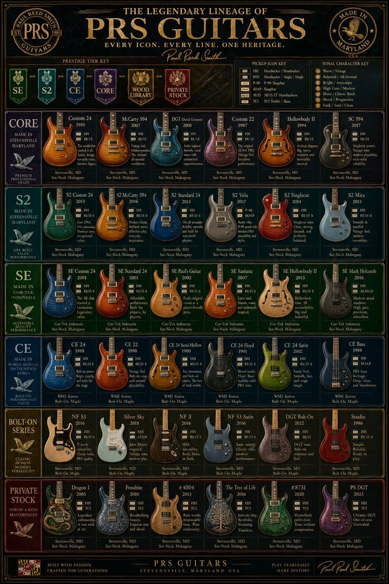 Gpt2 Infographic Edu Visual Vintage Prs Guitar Lineage Poster
