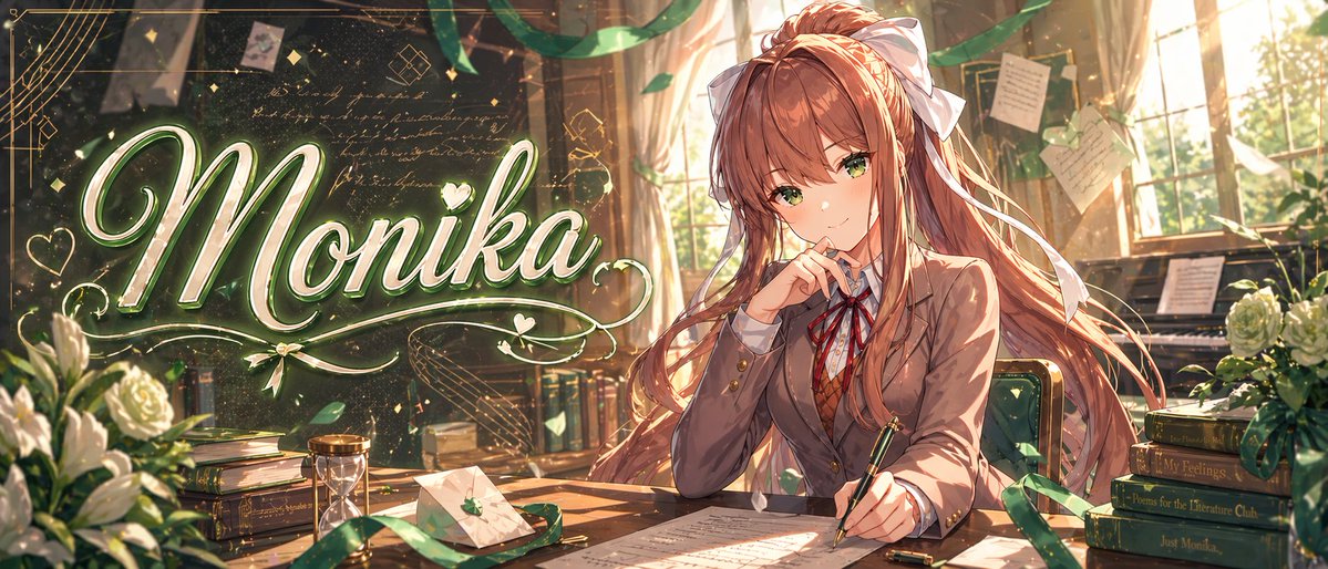 Gpt2 Youtube Thumbnail Monika Anime Banner Illustration